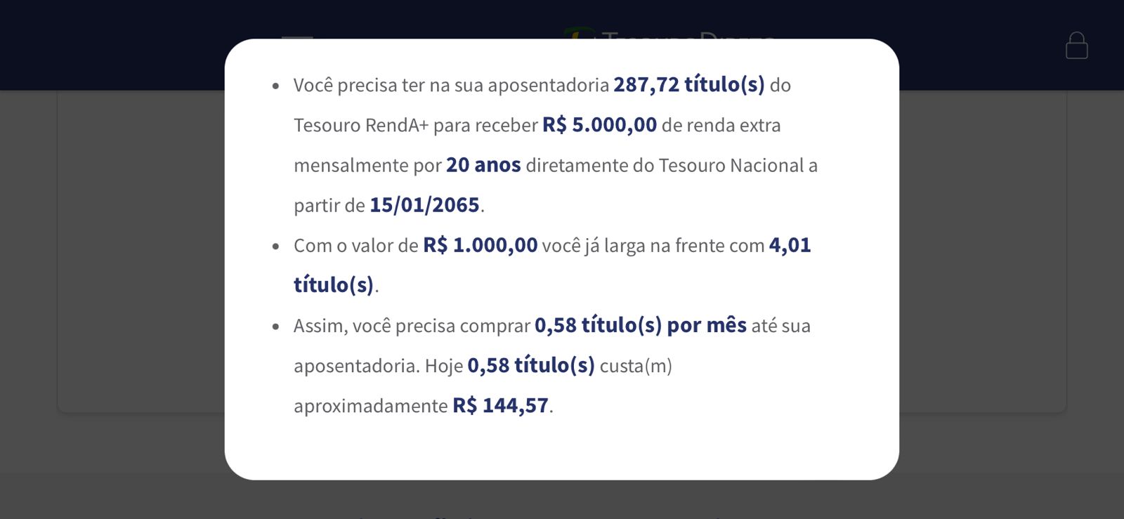 Simulação: quanto é preciso investir no Tesouro Renda+ para ter rendimentos de R$ 5.000,00 na aposentadoria