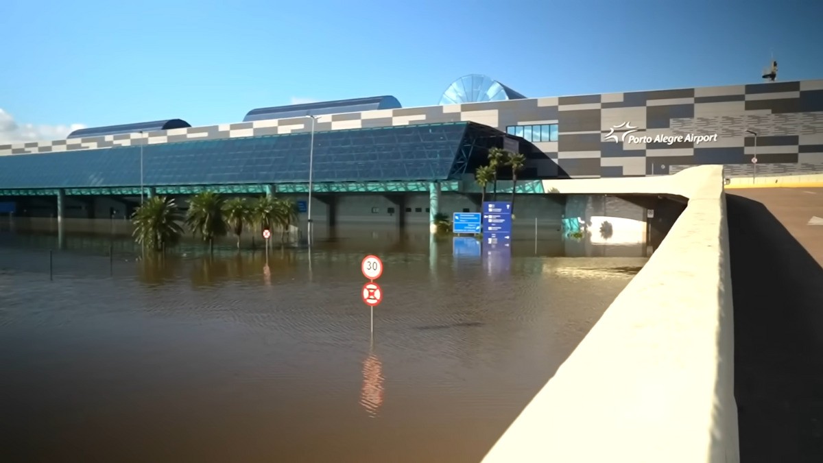 Área de embarque e desembarque do Aeroporto Salgado Filho. Foto: Reprodução/TV Globo