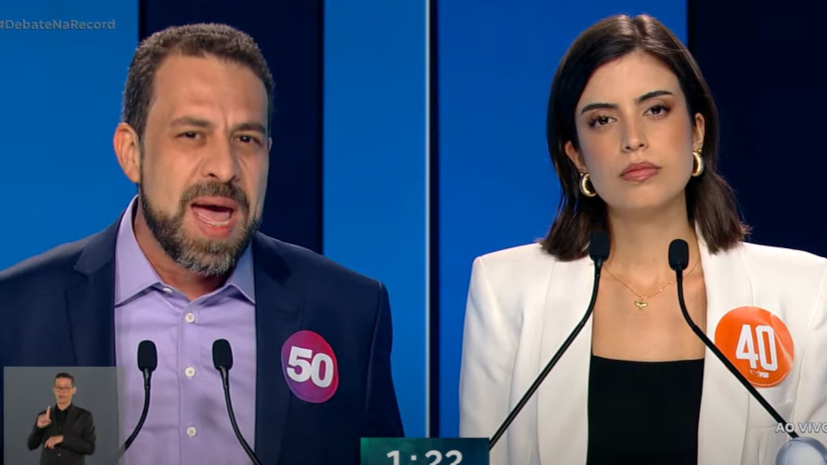 Boulos insinua que Tabata traz informações falsas ao debate (Imagem: Reprodução/Record)