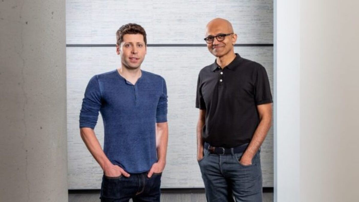 Os CEOs Sam Altman (OpenAI) e Satya Nadella (Microsoft) quando fecharam acordo entre as empresas, em 2019 (Imagem: Divulgação) Os CEOs Sam Altman (OpenAI) e Satya Nadella (Microsoft) quando fecharam acordo entre as empresas, em 2019 (Imagem: Divulgação)