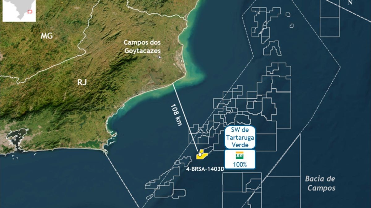 Poço a 108 quilômetros da costa da cidade de Campos dos Goitacazes, no Rio (Imagem: Divulgação/Petrobras)