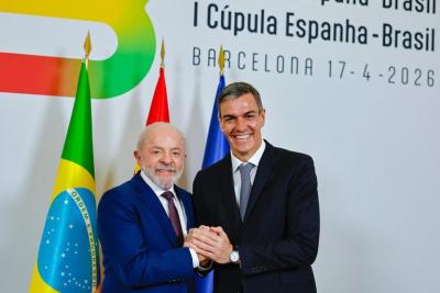 Lula e Pedro Sanches (presidente da Espanha) durante Cúpula Espanha-Brasil (Imagem: PR)