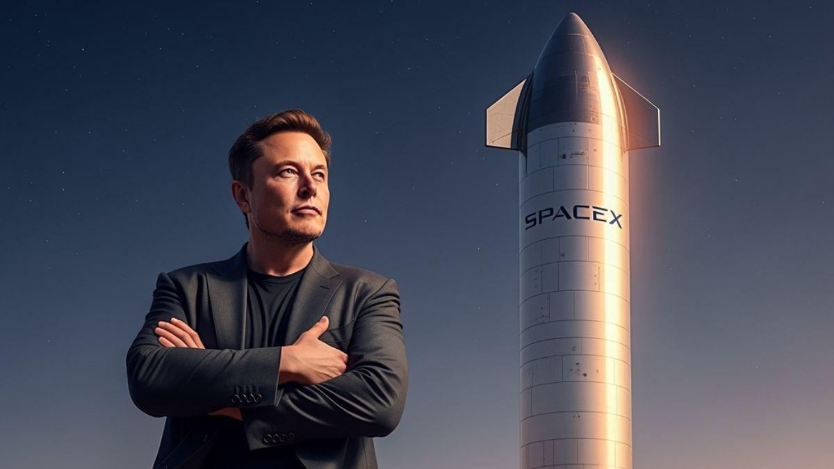 Musk mantém participação majoritária na SpaceX (Imagem criada por IA/Shutterstock)