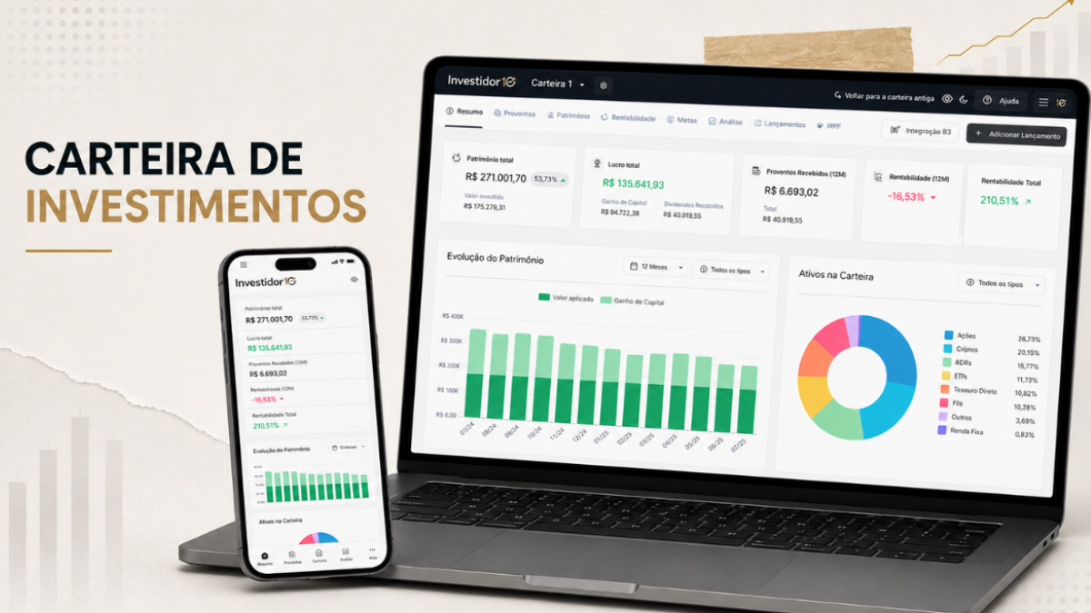 Conheça o Gerenciador de Carteira de Investimentos do Investidor10 (Imagem gerada por Inteligência Artificial)