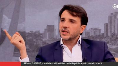 Renan Santos tenta se desvincular da figura de "Terceira Via" na corrida à Presidência (Imagem: Reprodução/Globonews)