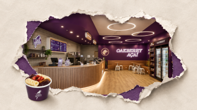 Unidade da Oakberry: a marca aposta em um conceito premium para o açaí. (Imagem gerada com auxílio de Inteligência Artificial)