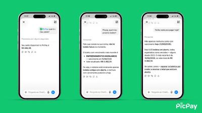 Clientes do PicPay poderão fazer perguntas como "qual é o meu sado?" para o ChatGPT (Imagem: Divulgação)