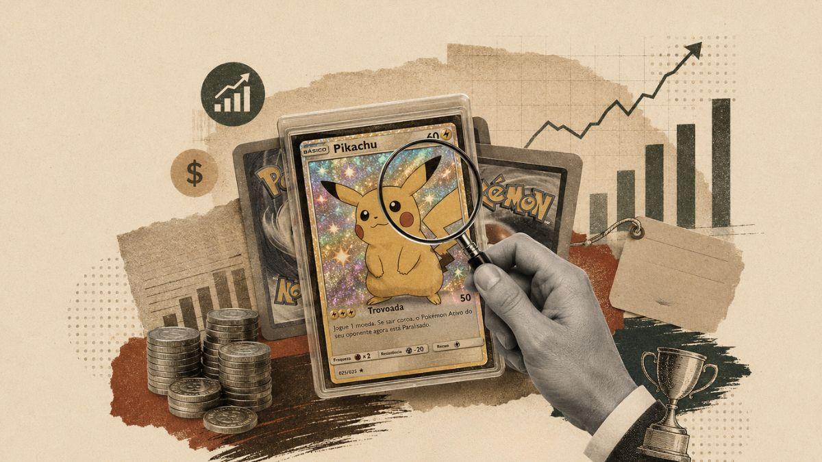 Investimento em cartas Pokémon: (Imagem: Ilustração criada com Inteligência Artificial)