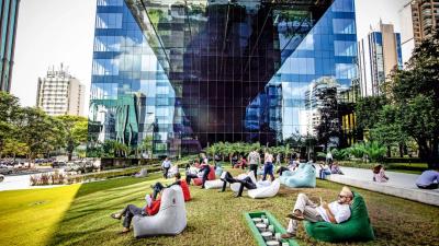 Pátio Malzoni é conhecido por abrigar a sede do BTG Pactual e do Google Brasil (Imagem: Divulgação)