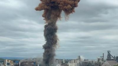 Moradores nas proximidades da Usina Presidente Vargas filmaram a explosão (Imagem: Reprodução/Redes Sociais)